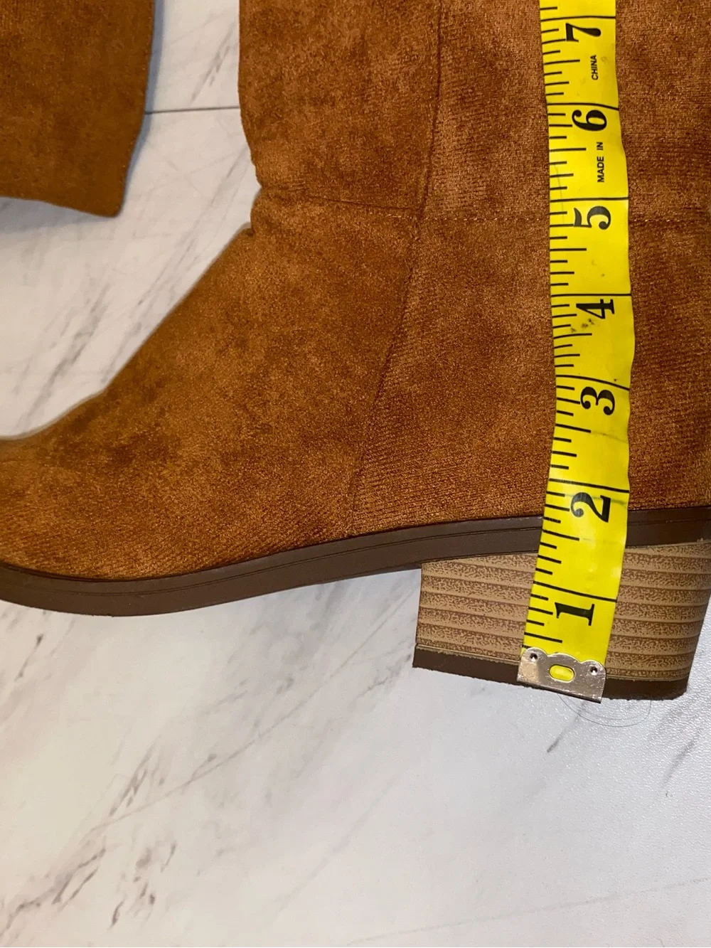 SHEIN Tan Suede Over-the-Knee Low Block Heel Boots